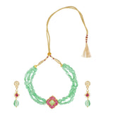 Kanchan Red Kundan Flower Necklace Set