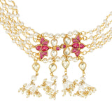 Kanchan Kundan Red  Necklace Net