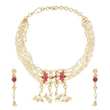 Kanchan Kundan Red  Necklace Net