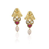 Gold Plated Sampurna Kundan Jalli Festoon Necklace Set