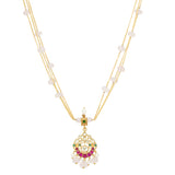 Kanchan Kundan Red Chand Necklace Set