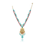 Gold Plated Sampurna Kundan Turquoise Peacock Necklace Set