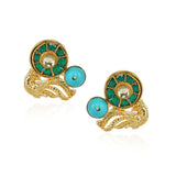 Gold Plated Sampurna Kundan Turquoise Peacock Necklace Set