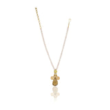 Gold Plated Sampurna Dendrite Rose Quartz Kundan Pendant Set