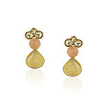 Gold Plated Sampurna Dendrite Rose Quartz Kundan Pendant Set