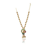 Gold Plated Sampurna Peacock Navrattan Necklace Set