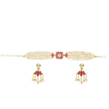 Kanchan Red Kundan Flower Necklace Set