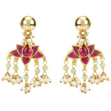 Kanchan Red Kundan Flower Necklace Set