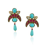 Gold Plated Sampurna Kundan Turquoise Necklace Set