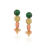 Gold Plated Sampurna Zircon Green Onyx Coral Necklace Set