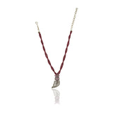 Silver Plated Sampurna Zircon Ruby Fern Pendant Necklace Set