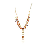 Gold Plated Sampurna Kundan Citrine Lariat Necktie Set
