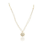 Gold Plated Sampurna Zircon Kamal Pearl Pendant Set