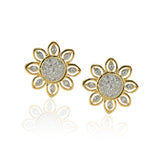 Gold Plated Sampurna Zircon Kamal Pearl Pendant Set