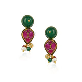 Gold Plated Sampurna Kundan Red Green Necklace Set
