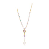 Gold Plated Sampurna Amethyst Zircon Baguette Pendant Necklace Set