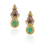 Gold Plated Sampurna Amethyst Zircon Baguette Pendant Necklace Set