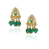 Gold Plated Sampurna Zircon Green Onyx Flower Choker Set