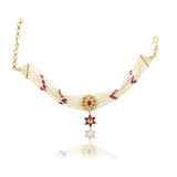 Gold Plated Sampurna Kundan Flower Pearl Choker Set