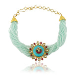 Gold Plated Sampurna Kundan Turquoise Choker Set