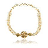 Gold Plated Sampurna Kundan Flower Pearl Choker Set