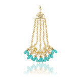 Gold Plated Kundan Turquoise Jhoomar Tikka