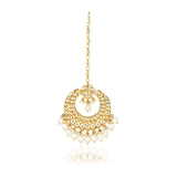 Gold Plated Kundan Chand Pearls Tikka