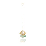 Gold Plated Kundan Chand Fluorite Tikka