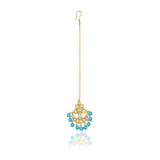 Gold Plated Kundan Chand Turquoise Tikka