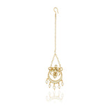 Gold Plated Kundan Chand Pearls Tikka