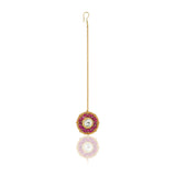 Gold Plated Red Kundan Flower Tikka