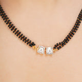 MANGLAL SUTRA SQUARE GOLD PLATED NECKLACE SET