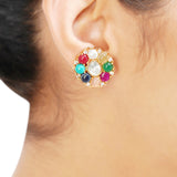 NAVRATNA FLOWER PENDANT SET
