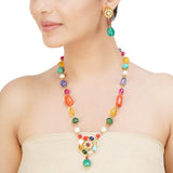 NAVRATNA FLOWER PENDANT SET