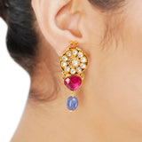 NAVRATNA FLOWER PENDANT SET