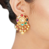 NAVRATNA  SQUARE NECKLACE SET