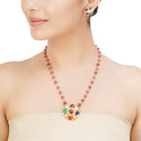 NAVRATNA FLOWER PENDANT SET