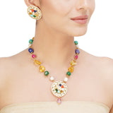 NAVRATNA ROUND PYRITE PENDANT SET
