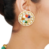 NAVRATNA ROUND PYRITE PENDANT SET