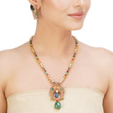 NAVRATNA FISH GOLD PLATED NECKLACE SET