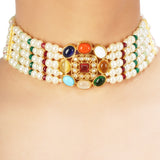 NAVRATNA PERAL CHOKER SET