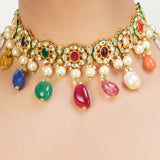 NAVRATNA ROUND CHOKER SET