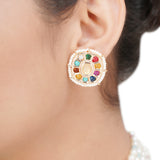 NAVRATNA ROUND PEARLS NECKLACE SET