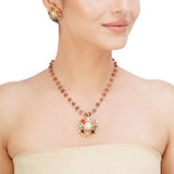 NAVRATNA FLOWER PENDANT SET