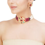 NAVRATNA FLOWER CHOKER SET