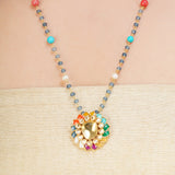 NAVRATNA PENDANT FLOWER SET