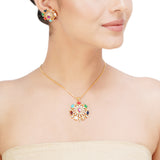 NAVRATNA ROUND PENDANT SET