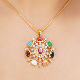 NAVRATNA OVEL NECKLACE SET