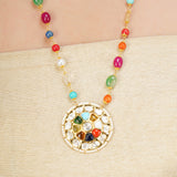 NAVRATNA ROUND PENDANT SET