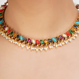 NAVRATNA OVEL NECKLACE SET
